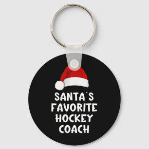 Christmas Santa's Favorite Hockey Coach Funny Xmas Key Ring