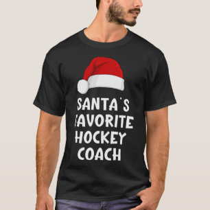 Christmas Santa's Favorite Hockey Coach Funny Xmas T-Shirt