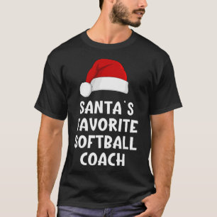 Christmas Santa's Favorite Softll Coach Funny Xmas T-Shirt