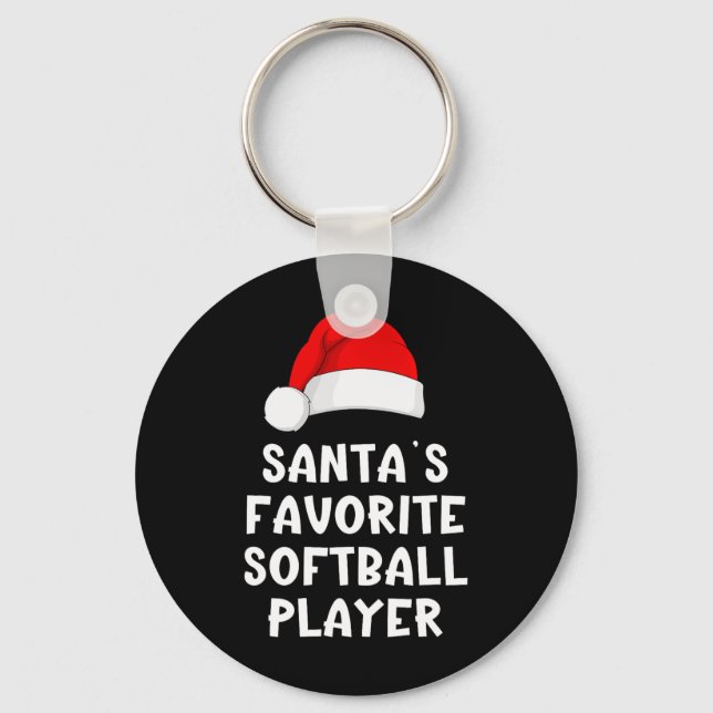 Christmas Santa's Favorite Softll Player Funny Xma Key Ring (Front)