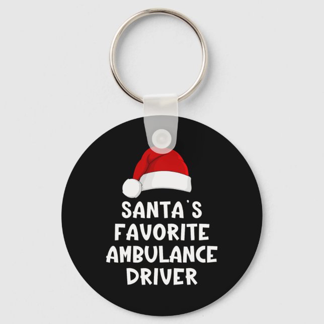 Christmas Santa's Favourite Ambulance Driver Funny Key Ring (Front)