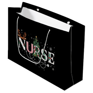 Christmas Santa's Favourite Nurse Xmas Gifts Holid Large Gift Bag