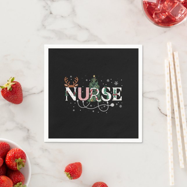 Christmas Santa's Favourite Nurse Xmas Gifts Holid Napkin (Insitu)