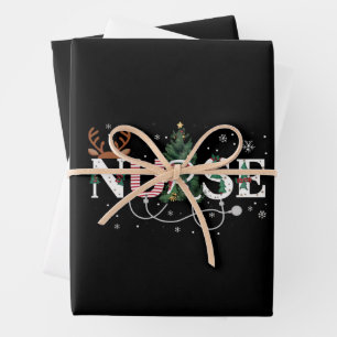 Christmas Santa's Favourite Nurse Xmas Gifts Holid Wrapping Paper Sheet