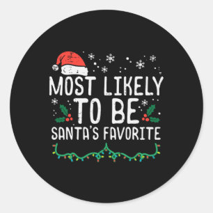 Christmas Santas Favourite Xmas Family Match Kids  Classic Round Sticker