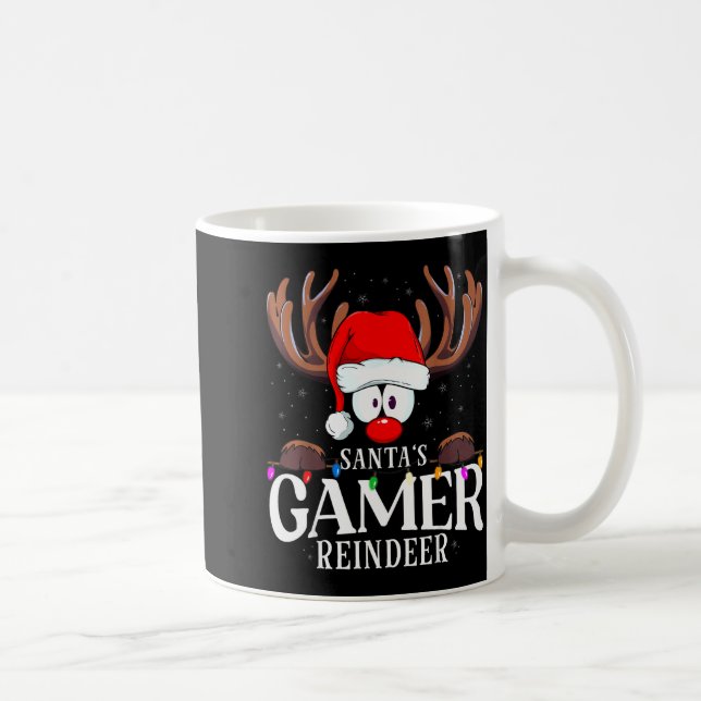 Christmas Santa's Gamer Reindeer Matching X-mas  Coffee Mug (Right)