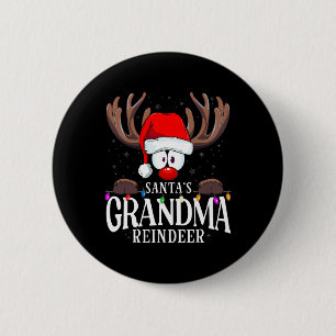Christmas Santa's Grandma Reindeer Matching X-mas 6 Cm Round Badge