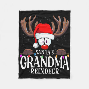 Christmas Santa's Grandma Reindeer Matching X-mas  Fleece Blanket
