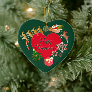 Christmas Santa's Reindeer  Ceramic Tree Decoration