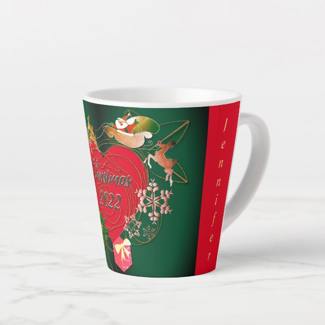 Christmas Santa's Reindeer Latte Mug (Right Angle)