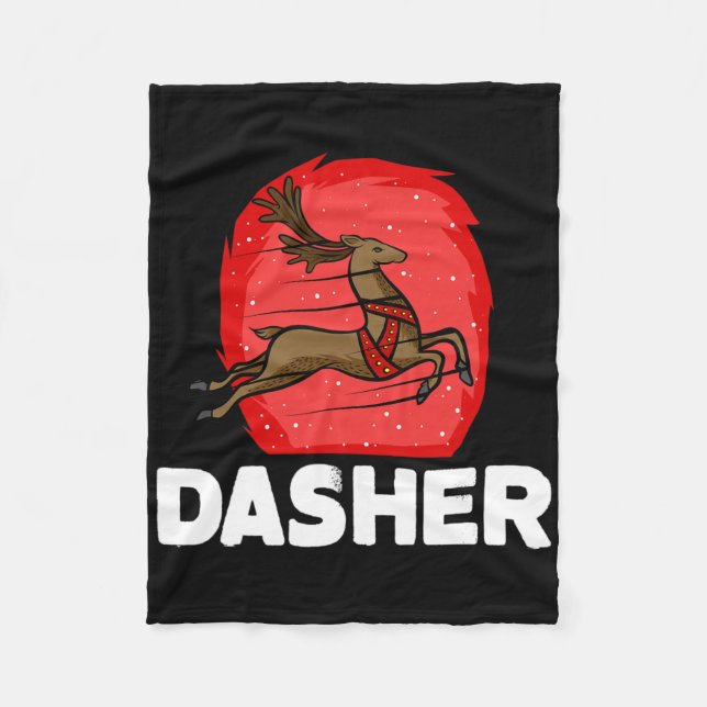 Christmas Santa's Reindeer Lazy Costume Dasher  Fleece Blanket (Front)