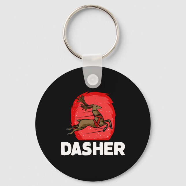 Christmas Santa's Reindeer Lazy Costume Dasher  Key Ring (Front)