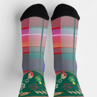 Christmas Santa's Reindeer Plaid Socks