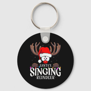 Christmas Santa's Singing Reindeer Matching X-mas  Key Ring