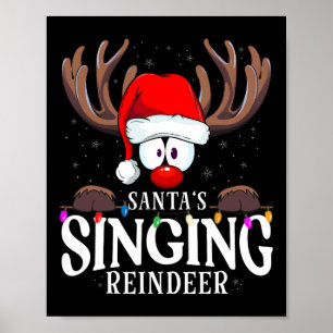 Christmas Santa's Singing Reindeer Matching X-mas  Poster