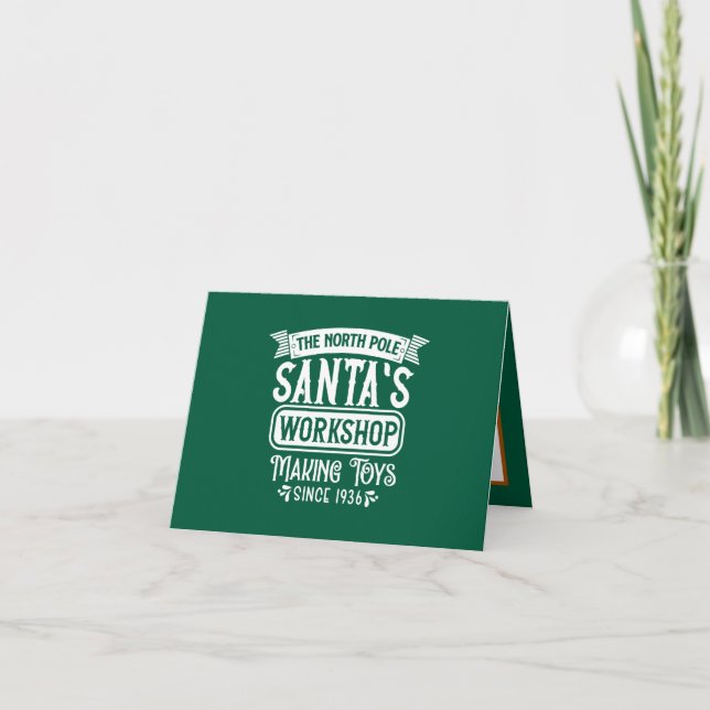 Christmas Santa's workshop North pole customisable Holiday Card (Front)