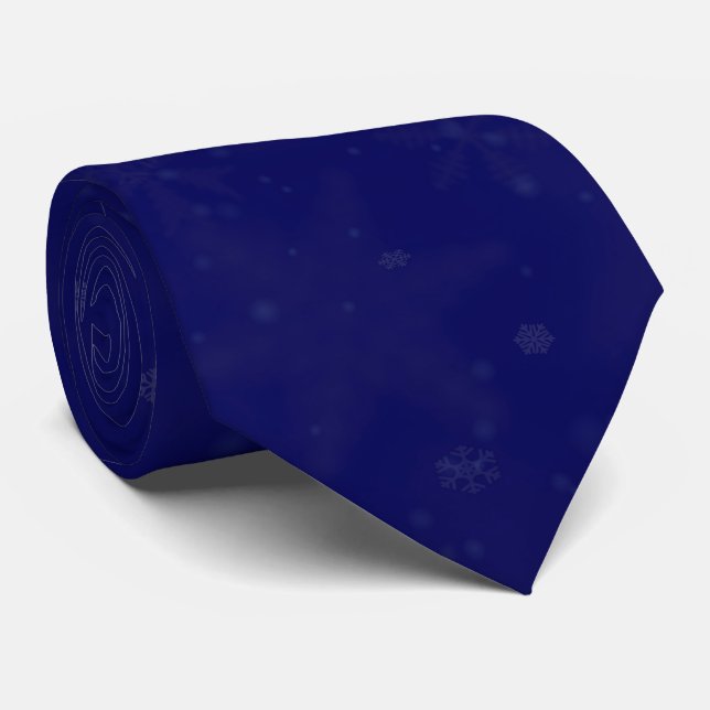 Christmas Sapphire Blue Snowflake Neck Tie (Rolled)