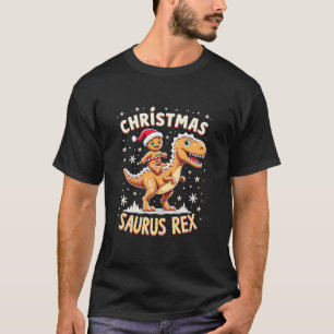 Christmas Saurus Rex Gingerbread Man Cookie Boys K T-Shirt
