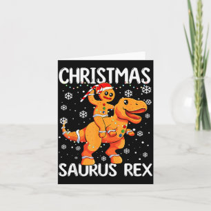 Christmas Saurus Rex Gingerbread Man Cookie Trex B Card