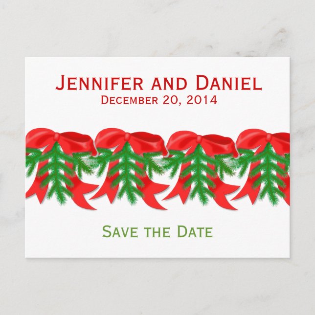Christmas Save the Date Announcements Bows (Front)