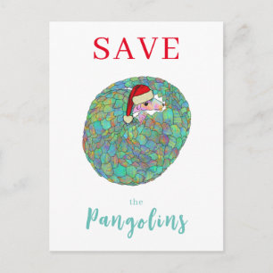Christmas Save the Pangolin Cute Animal  Holiday Postcard