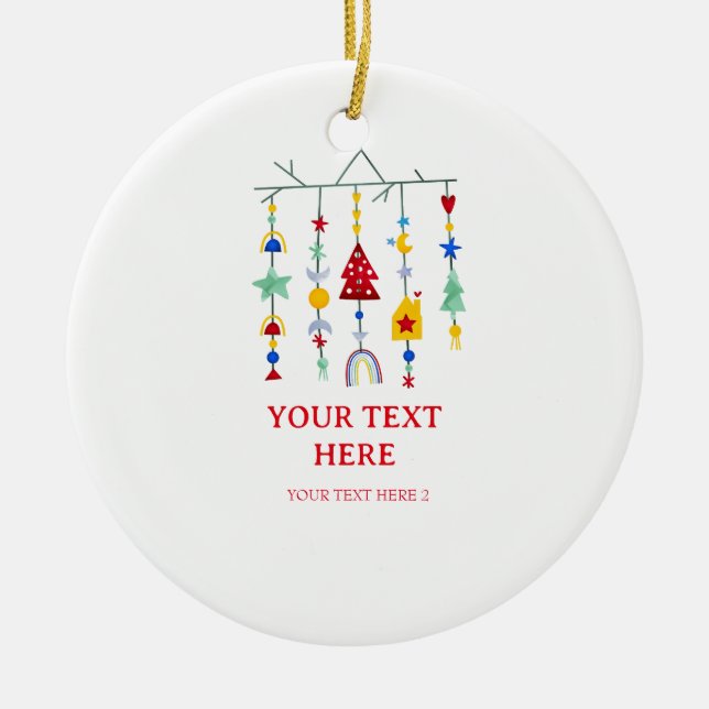 Christmas Scandi Minimalist Simple Holiday  Ceramic Tree Decoration (Front)