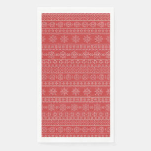 Christmas scandinavia knitwear red white snowflake napkin
