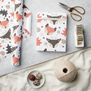 Christmas scandinavian animals wrapping paper