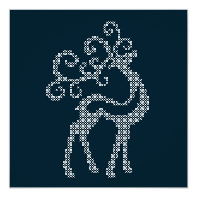 Christmas scandinavian knitted deer poster (Front)