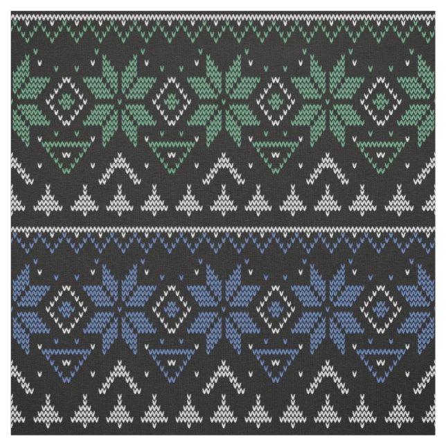 Christmas , Scandinavian, knitted pattern,  black Fabric (Swatch)