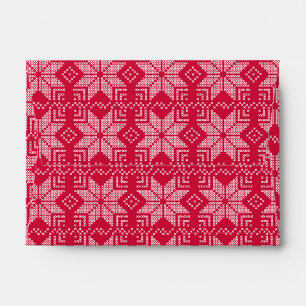 Christmas, Scandinavian, red, white, snowflakes Envelope