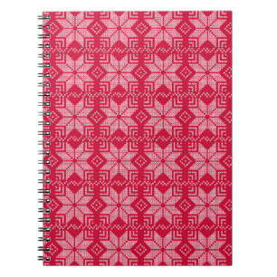 Christmas, Scandinavian, red, white, snowflakes, Notebook