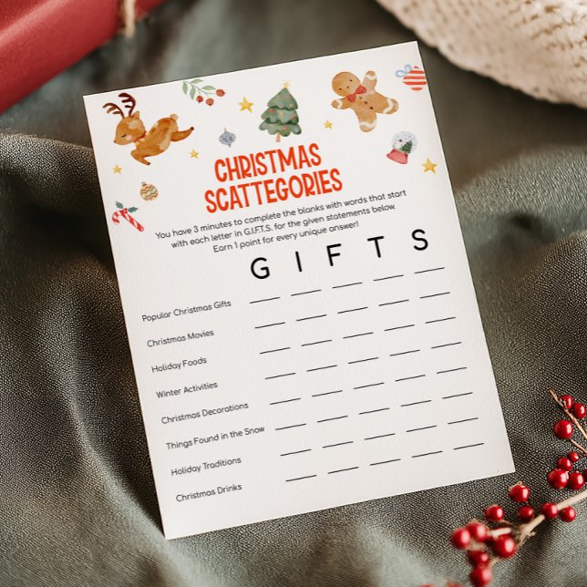 Christmas Scattegories Game Holiday Card (Christmas Party Games )