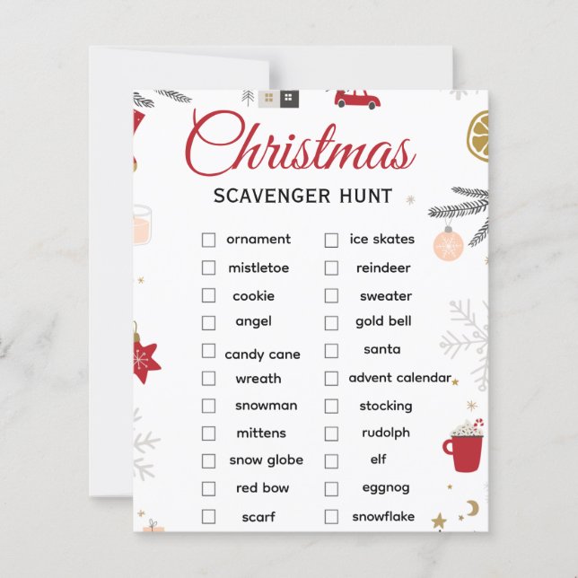 Christmas Scavenger Hunt Checklist Art (Front)