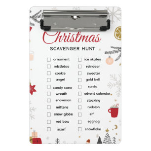Christmas Scavenger Hunt Checklist Art Mini Clipboard