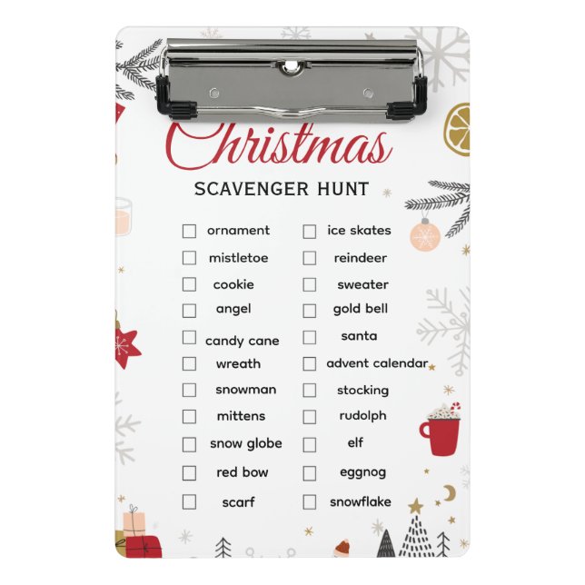 Christmas Scavenger Hunt Checklist Art Mini Clipboard (Front)