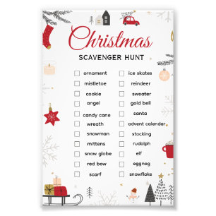 Christmas Scavenger Hunt Checklist Art Photo Print