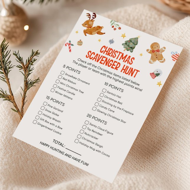 Christmas Scavenger Hunt Game Holiday Card (Christmas Party Games )