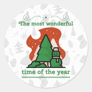 Christmas Scene Classic Round Sticker