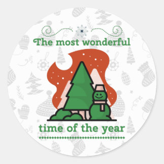 Christmas Scene Classic Round Sticker