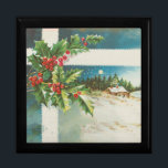 Christmas Scene Holly Snow Winter Gift Box<br><div class="desc">An old fashioned Christmas card from around 1910,  it's the perfect home for Christmas scene with a house in the snow and holly decorating the front. Merry Christmas!</div>