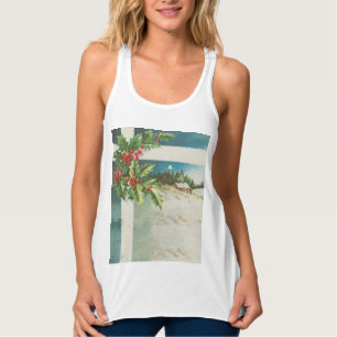 Christmas Scene Holly Snow Winter Singlet