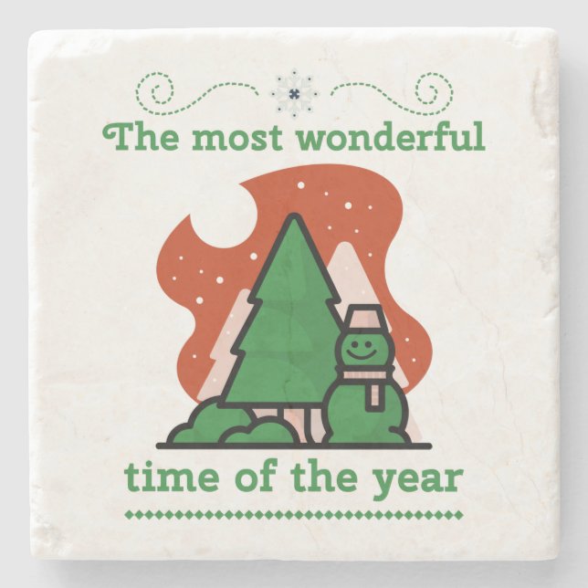 Christmas Scene Stone Coaster (Front)
