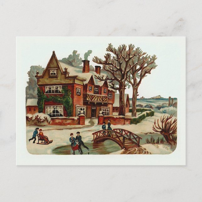 "Christmas Scene" Vintage Postcard (Front)