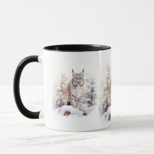 Christmas Scene with a Lynx Cat Mug
