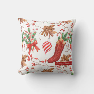 Christmas Scents Cinnamon and Peppermint Pattern Cushion