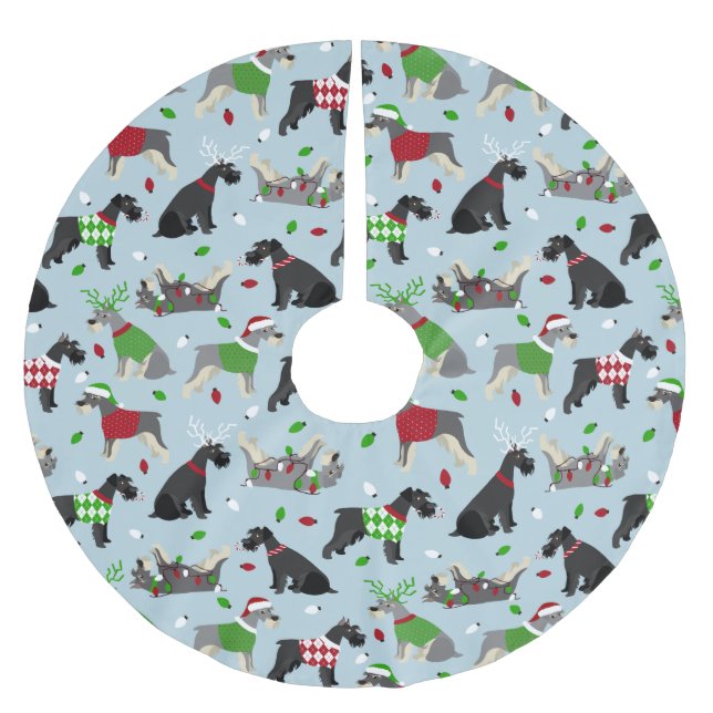 Christmas Schnauzer Brushed Polyester Tree Skirt (Front)