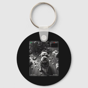 Christmas Schnauzer Caught On Camera Key Ring
