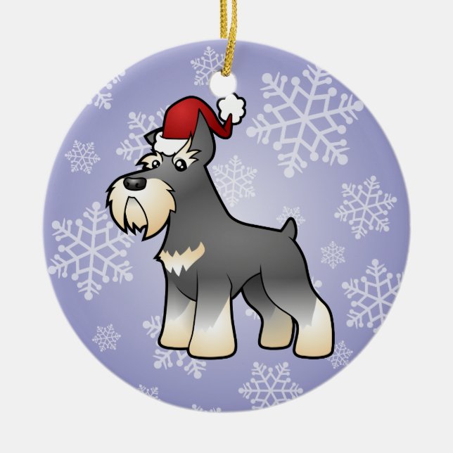 Christmas Schnauzer Ceramic Tree Decoration (Front)