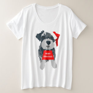 Christmas Schnauzer Dog Santa Hat T-Shirt Plus Size T-Shirt
